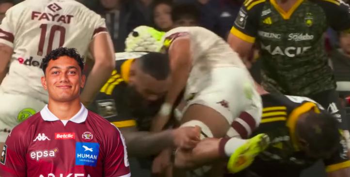 VIDÉO. TOP 14. A moitié fou, Temo Matiu baisse la tête et traverse le mur de briques à 290kg Atonio/Skelton